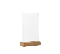 EUROPEL Présentoir de table A5 acrylique transparent première qualité, pied en bois de chêne certifié FSC, présentation recto-verso, pour brochure, cartes des boissons, restaurant, hôtel