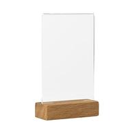 EUROPEL Présentoir de table A6 acrylique transparent première qualité, pied en bois de chêne certifié FSC, présentation recto-verso, pour brochure, cartes des boissons, restaurant, hôtel, comptoir