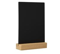 EUROPEL Présentoir de table de luxe style ardoise A5 vertical, pied en bois de chêne certifié FSC, pour marqueur à base d'eau, présentation recto-verso, pour restaurant, hôtel, conférence, festivals