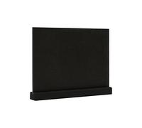 EUROPEL Présentoir de table style ardoise A4 horizontal, pied en bois de pin finition noire, pour marqueur à base d'eau, présentation recto-verso, pour restaurant, hôtel, conférence, festivals