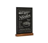 EUROPEL Présentoir de table style ardoise A4 vertical, pied en bois de pin finition bois naturel, pour marqueur à base d'eau, présentation recto-verso, pour restaurant, hôtel, conférence, festivals