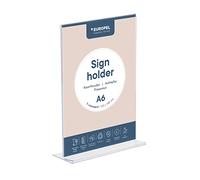 EUROPEL Présentoir de table (T-Standard, format A6, portrait), Fabrication en acrylique transparent -Support d'affichage double face pour affiches,menus et dépliants avec base en aluminium