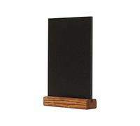 Europel Présentoir de table, tableau noir avec base en bois de pin, A5 portrait, Tableau ardoise de comptoir, Tableau noir pour restaurant, food truck, mariage, évênement