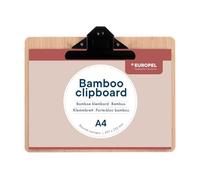 EUROPEL Presse-papiers en bambou, panneau dur en bois durable avec clip en métal noir et trou de suspension dissimulé, format A4 paysage, pour école, bureau, classe, entreprise, entrepôt, 197013