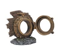 EUROPET-Décor aquarium hublot Jules Verne coloris marron en résine de polyester