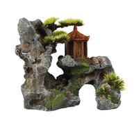 EUROPET-Décor aquarium sanctuaire coloris gris résine de polyester- 23,7 x 13 x 19,5 cm