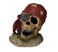 EUROPET-Décor d’aquarium Crâne de pirate œil bandé - 8 cm