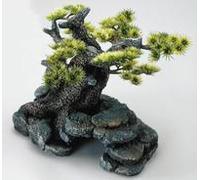 EUROPET-Décor d'aquarium pierre bonsai coloris vert en résine de polyester - 16,5 x 16,5 x 18 cm