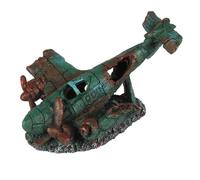 EUROPET-Décoration d’aquarium avion coulé 1 vert Europet- 17 x 12,5 x 11 cm