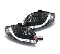 EUROPETUNING - 00264 - FEUX PHARES AVANTS NOIRS LED DEVIL EYES DE JOUR DIURNES DRL COMPATIBLE AVEC AUDI A4 B7 8H