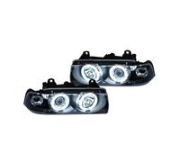 EUROPETUNING - 00506 - PHARES FEUX NOIRS ANNEAUX CCFL ANGEL EYES COMPATIBLE AVEC BMW SERIE 3 E36 BERLINE TOURING