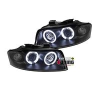 EUROPETUNING - 00596 - PHARES FEUX AVANTS ANGEL EYES LEDS CCFL NOIRS COMPATIBLE AVEC AUDI A4 B6 8E