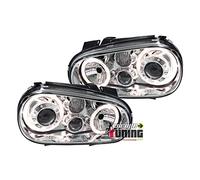 EUROPETUNING - 00671 - PHARES FEUX AVANTS ANNEAUX ANGEL EYES LED LOOK R32 COMPATIBLE AVEC VW VOLKSWAGEN GOLF 4