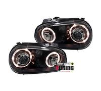 EUROPETUNING - 00677 - PHARES FEUX AVANTS NOIRS ANNEAUX ANGEL EYES LED LOOK R32 COMPATIBLE AVEC VW VOLKSWAGEN GOLF 4