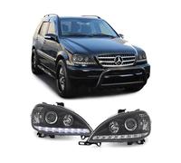 EUROPETUNING - 03247 - PHARES NOIRS FEUX BANDES LED DEVIL EYES COMPATIBLES AVEC MERCEDES ML W163 2001-2005
