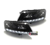 EUROPETUNING - 04181 - PHARES FEUX AVANTS LED DE JOUR AU XENON COMPATIBLE AVEC AUDI A6 C6/4F 2004-2008 NOIRS