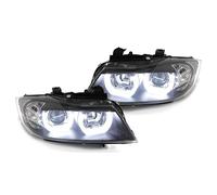 EUROPETUNING - 04230 - PHARES FEUX AVANTS NOIRS ANGEL EYES CELIS EN U COMPATIBLE BMW SERIE 3 E90 & E91 PHASES 1 05-08