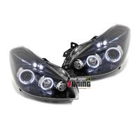 EUROPETUNING 05496- PHARES NOIRS ANNEAUX LED FEUX ANGEL EYES COMPATIBLE AVEC RENAULT CLIO 3 2005-2009