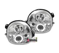 EUROPETUNING - 11132 - PHARES CHROME FEUX ANNEAUX LED ANGEL EYES COMPATIBLE AVEC RENAULT TWINGO 1 1992-2007