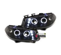 EUROPETUNING - 12183 - PHARES NOIRS FEUX ANNEAUX LED ANGEL EYES COMPATIBLE AVEC RENAULT MEGANE II PH I 2002-2006