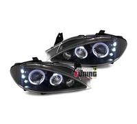 EUROPETUNING - 12946 - PHARES NOIRS FEUX ANNEAUX ANGEL EYES 3 LEDS COMPATIBLE AVEC RENAULT MEGANE 1 PHASE 2 1999-2002 EN H4 D'ORIGINE