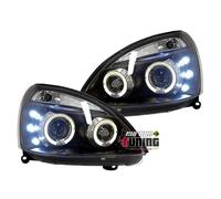 EUROPETUNING - 13530 - PHARES NOIRS ANGEL EYES FEUX A ANNEAUX LED COMPATIBLE AVEC RENAULT CLIO 2 CLIO B 2001-2005