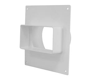 EUROPLAST Ø 100mm - 110x55mm Adaptateur pour Tubes Ronds à Rectangulaires - Avec Bride Murale - PVC