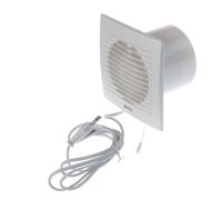 Europlast Ø 125mm Ventilateur D'extraction avec Câble - Silencieux Extracteur D'air Mural Pour Cuisine Salle de Bain Toilette de Maison - Plastique - Blanc