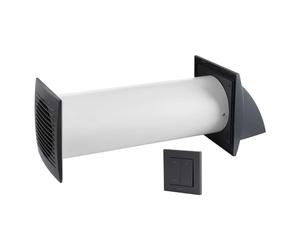 EUROPLAST Ø100 mm VMC Double Flux Décentralisée à Récupération de chaleur - Anthracite Aérateur Mural échangeur Céramique Jusqu'à 85%, Chambre Salle de Bain Cuisine Rénovation Neuf, Interrupteur Mural