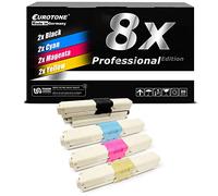 EuroPro 8X Toner Compatible pour OKI MC351 MC352 MC361 MC362 MC561 MC562 remplace Black Cyan Magenta Yellow