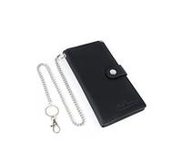 EuroRoutier ® Portefeuille Trucker Camionneur en cuir noir avec chaîne, grand avec protection RFID, Noir , Classique