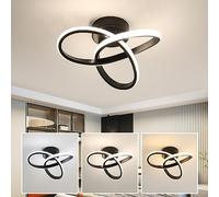 Euroshine Plafonnier Moderne, 22W Luminaire LED Dimmable 3000K / 4500K / 6500K, Lampe de Plafond en Forme de Fleur pour Chambre Couloir Balcon, Noir, Diamètre 25cm