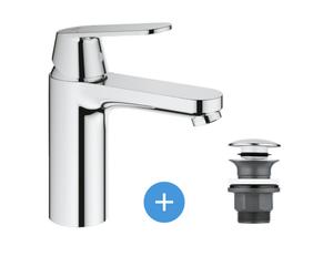 Eurosmart Cosmopolitan Set Mitigeur Lavabo Taille M + Bonde clic clac Grohe pour lavabo avec trop-plein (23327000-CLICCLAC)