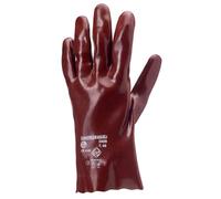 Eurotechnique - LOT DE 10 PAIRES DE GANTS PVC ROUGE SUR SUPPORT COTON 3635 DE EUROTECHNIQUE Taille - 10, Longueur - 27cm