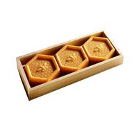 Eurotel Coffret de 3 Savons au Miel pour Visage et Corps, Hexagonaux avec Motif Nid d'Abeille, 100g Chacun, Boîte en Bois