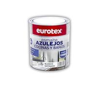 EUROTEX Peinture pour carrelage à l'eau avec très bonne adhérence sans apprêt - Disponible dans une grande variété de couleurs - Brillant ou satiné - Format 750 ml (Blanc brillant)