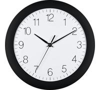 Eurotime 88800-05 Horloge murale à quartz 30 cm Boîtier en plastique en verre véritable bombé Cadran transparent Horloge murale pour cuisine et salon Noir