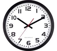 Horloge murale radio-pilotée, 40 cm, Cadre en acier inoxydable, noir, réglage automatique de l‘heure et changement d‘heure, seconde rouge, pour usage intérieur uniquement