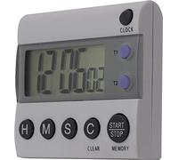 Eurotime Minuteur numérique TR118 - Blanc - Grand écran LCD à 6 chiffres - 2 minuteries séparées dans un seul appareil - Compte à rebours - 99 heures - 59 minutes - 59 secondes