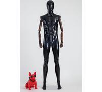 Eurotondisplay HX-M11-HMJ beau mannequin homme abstrait laqué noir brillant, bras et doigts en bois ajustables à volonté, socle en inox