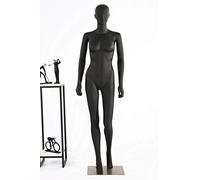 Eurotondisplay LF1-8 Mannequin féminin en laque noire abstraite pour vitrine avec nez et bouche en forme de mat (Femme LF1-8)