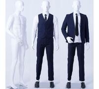 Eurotondisplay LM2-B beau mannequin de vitrine homme debout abstrait blanc brillant laqué male mannequin white