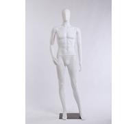 Eurotondisplay mannequin homme MC-White blanc mat homme Nouveau Abstract Egghead bras tête mobile plaque métal mannequin homme
