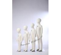 Eurotondisplay R3468. 4 enfants mannequins corps flexible pliable mannequin blanc tissu coton enfant poupées kids plaque métal
