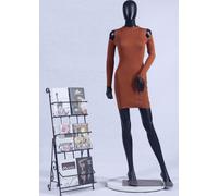 EurotondisplayFrau FC-4Black mannequin femme noir mat sans visage bras et tête pivotant plaque métal mannequin Female Egghead