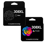 Eurotone 308XL Lot de 2 cartouches d'encre compatibles avec HP 308 308XL HP Envy 6110 6120 6130 6520 6530 Noir