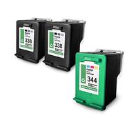 Eurotone 3X Cartouches Compatible pour HP PSC 1603 1610 1615 1618 2350 2355 2610 2710 remplace 338+344 CMYK