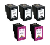 Eurotone Lot de 5 cartouches d'encre 653XL compatibles avec HP DeskJet Plus Ink Advantage 6075 6475 3YM75AE + 3YM74AE