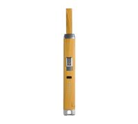 EUROtops Briquet plasma - Indicateur de charge de la batterie LED - Câble de charge USB - Sans flamme - Aspect bois - Compact - Long cou - Briquet électrique pour bougies/bougies chauffe-plat