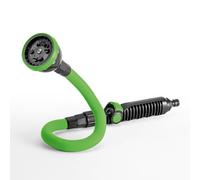 EUROtops Embout de tuyau d'arrosage flexible - Pistolet d'arrosage malléable à volonté, 10 fonctions de pulvérisation, bouton rotatif, douchette pour arroser le jardin, vert/noir
